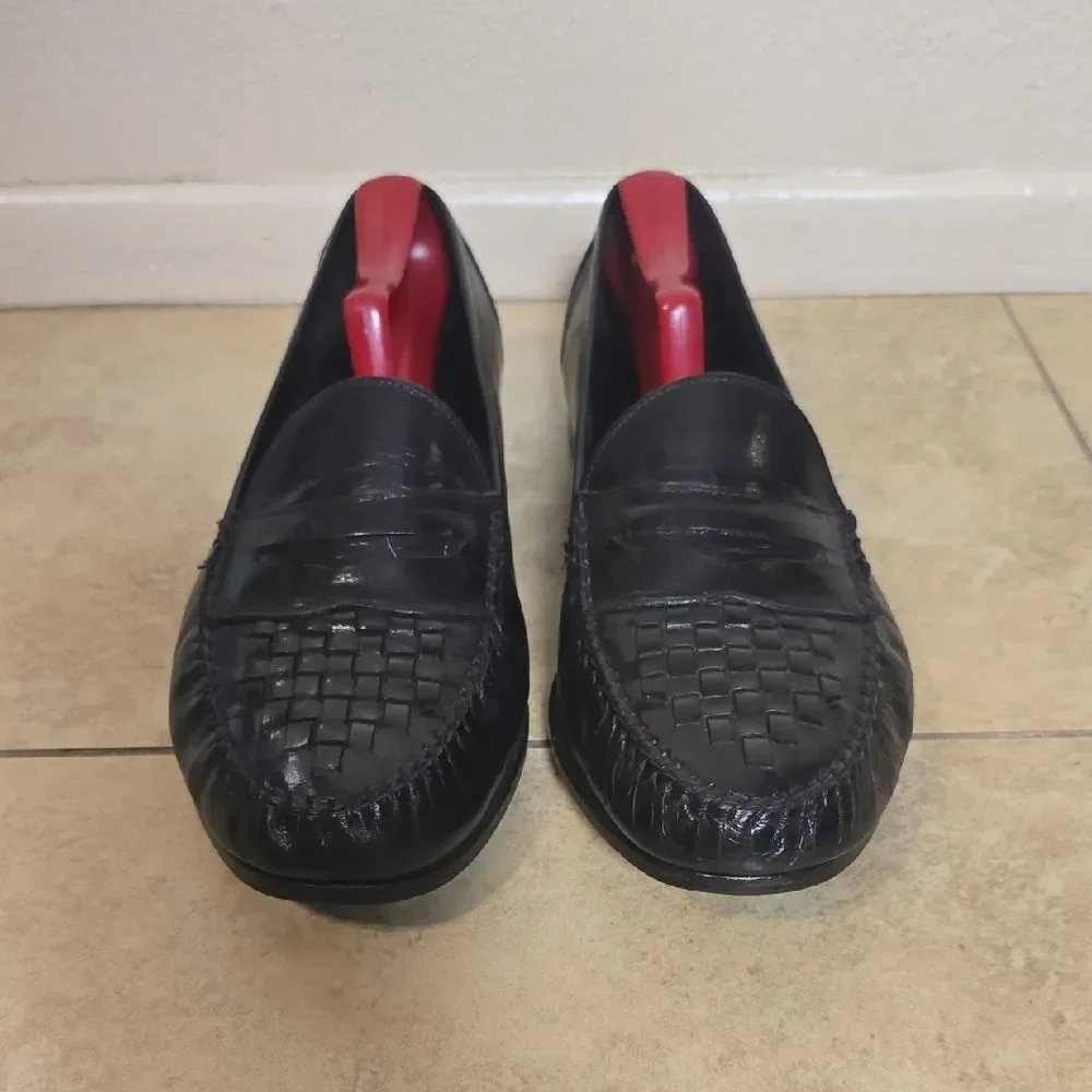 Allen Edmonds Black Woven Leather Loafers